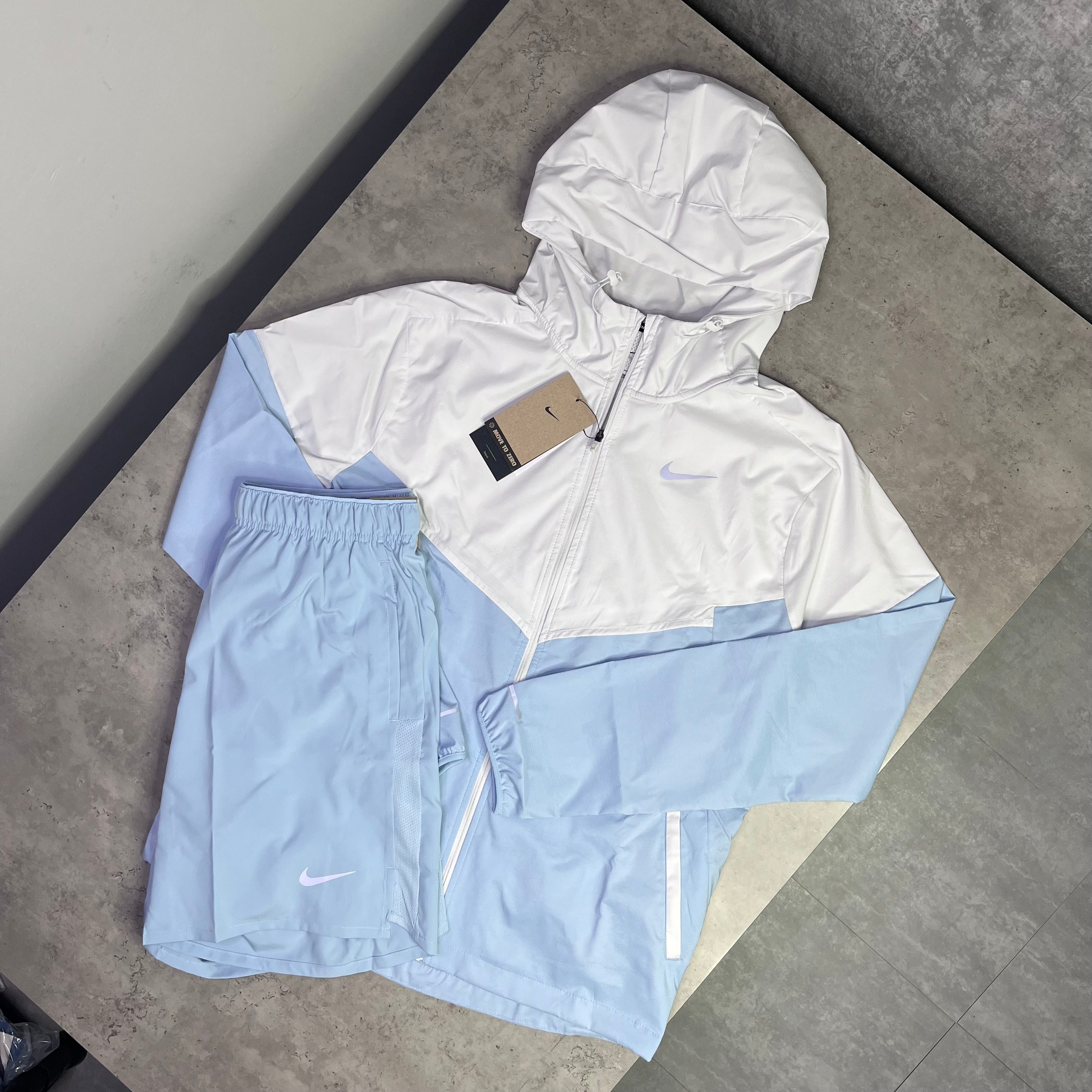 Nike blue and white windbreaker sale