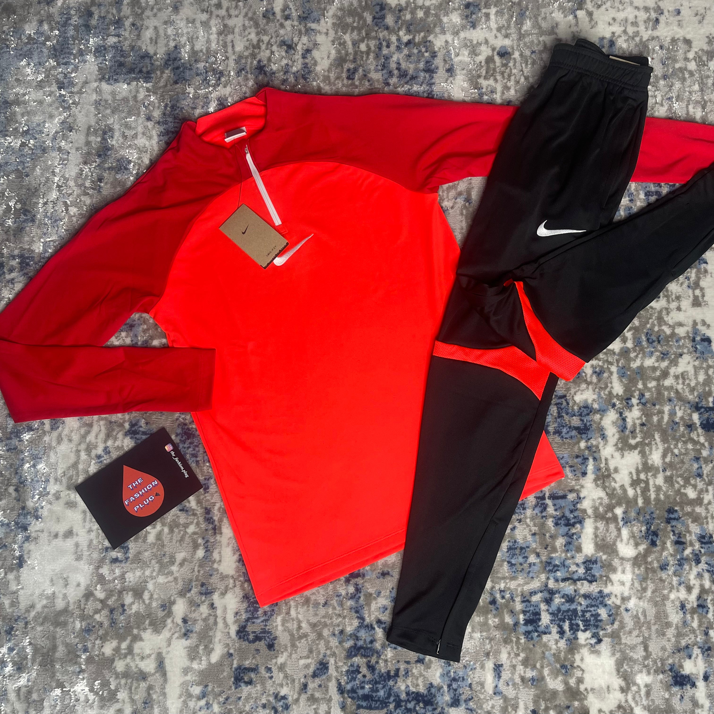 Nike academy tracksuit black on sale red